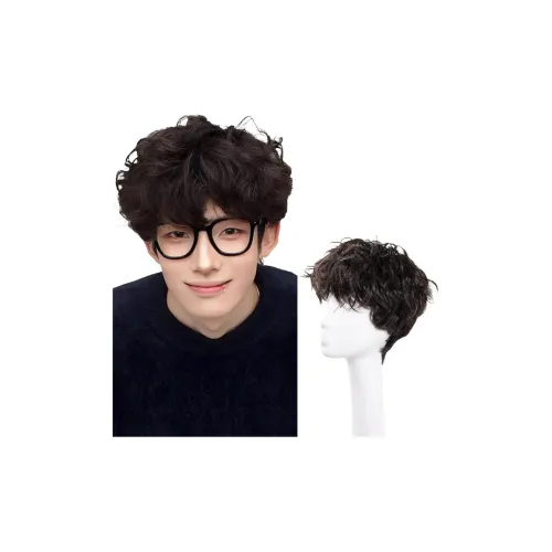 GLUNA Ризли Кудрявый Короткий Кудрявый Мужская Перука Шерстяной Завиток