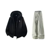 Чёрный + Желтый Грязь Джинсы с Флисовой Подкладкой