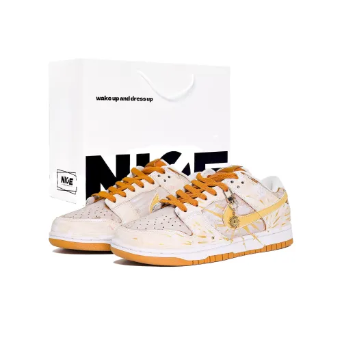 Nike Dunk Аbrasion Resistant Низкие Кроссовки для скейтбординга Унисекс Золотые