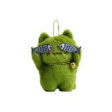 Зеленая нить, бусины, рыбалка, котенок, украшение