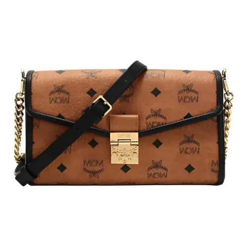 MCM Millie Visetos Кожа Сумка через плечо Средняя Женская Коньячного цвета