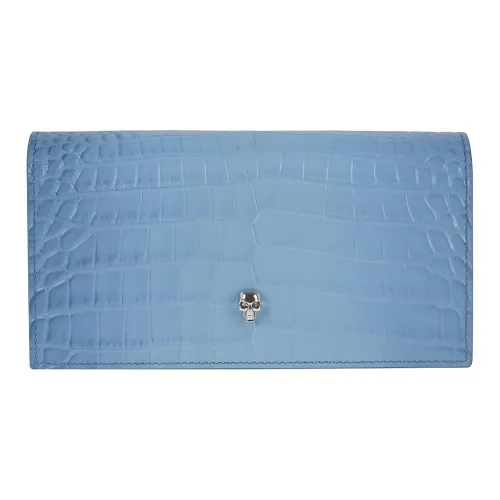 Alexander McQueen Телячья кожа Кожаный держатель для карт и кошелек Женский Светло-синий
