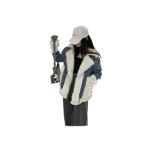 FLIM Синий и Белый Женские Бархатные Куртки