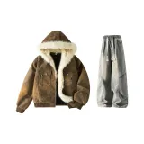 Кофейный + Желтый Грязь с Подкладкой Брюки