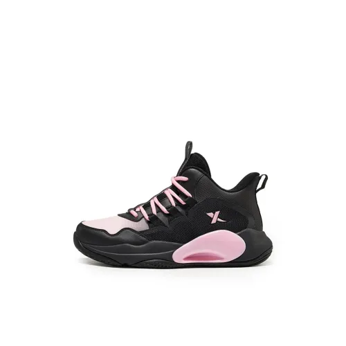 XTEP Легкий Амортизация Противоскользящий MID Топ Баскетбольные кроссовки Черный Prism Розовый Детский