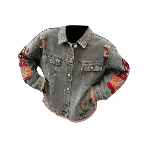 PALKECH Вымытый цвет [Роскошная уличная мода Streetwise Бахрома] Унисекс Куртки