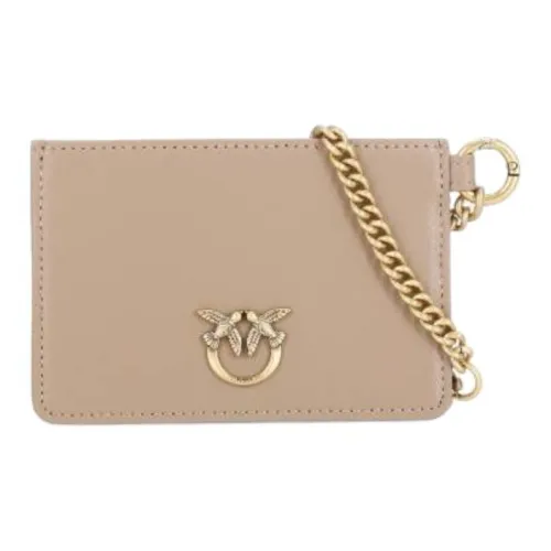 PINKO Love Series Коровья кожа Держатель для карт Женский Бежевый