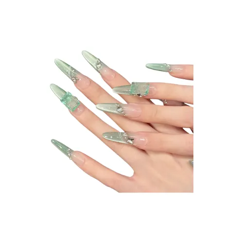 SHAQINUO Персидский Девичий Премиум Мятно-зеленый Диагональный Ромб Кошачий глаз Ручной Nail Art 35 мм Фальшивая Погоня