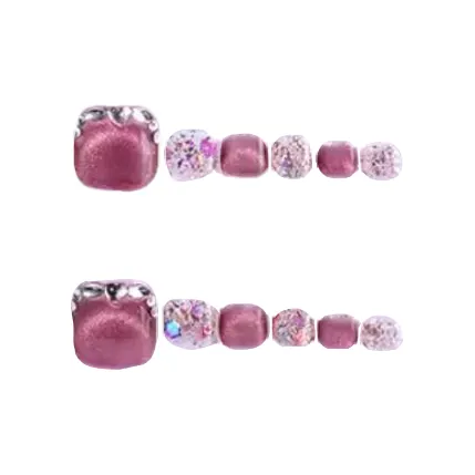 Miss Candy Ручной работы False Nail для ногтей Короткий Розово-красный Jump Цвет Кошачий глаз