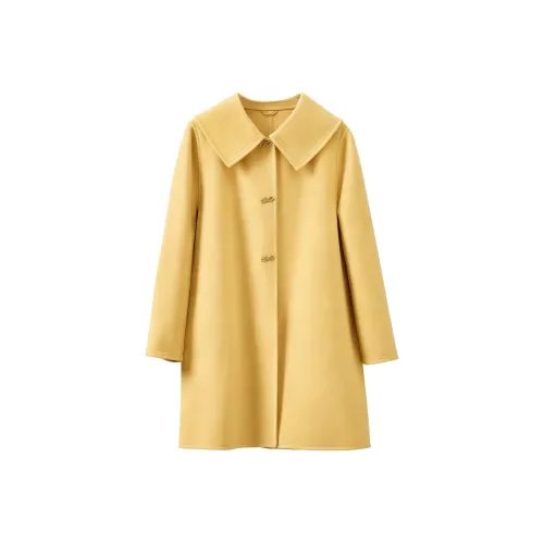 FENHONGMALI Женский пальто канареечного желтого цвета