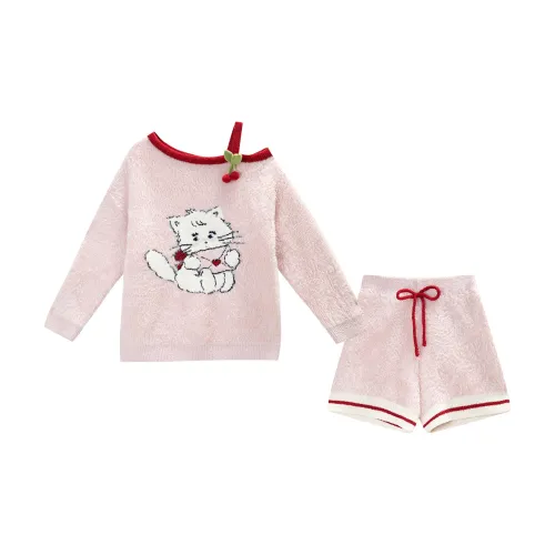 GUKOO Пижамный комплект женский прозрачный розовый