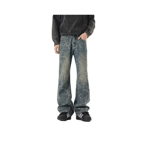 ICVBL Винтажный синий Мужские Джинсы