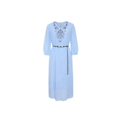 BBLLUUEE Лунный свет Синий Женские Длинные Рукава Платья