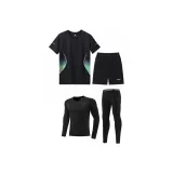 2405 Черный Зеленый Комплект Одежды (Длинный рукав, большемерный, размер пуховика 2)