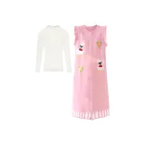 Розовый жилет, юбка + базовый слой