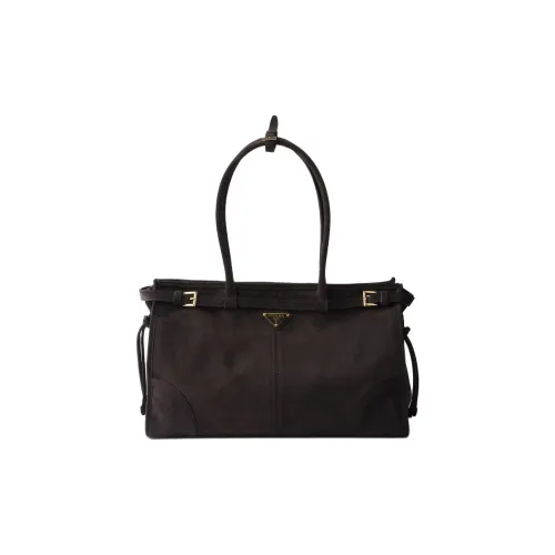 PRADA Сумка из коровьей кожи большая женская угольно-серого цвета