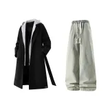 Чёрный + Желтый Грязь Джинсы с Флисовой Подкладкой