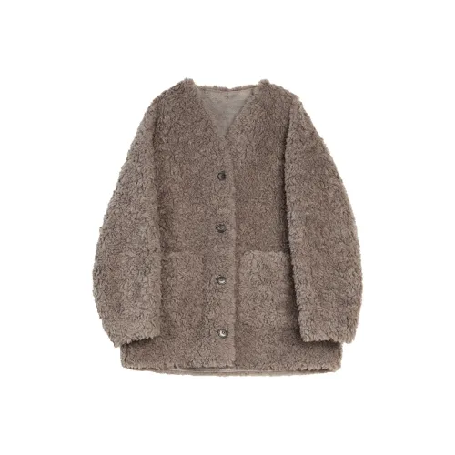 ELLE Серый Коричневый Женские Бархатные Куртки