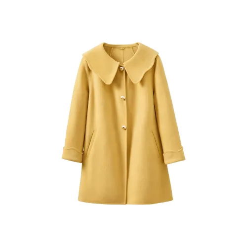 FENHONGMALI Женский пальто канареечного желтого цвета