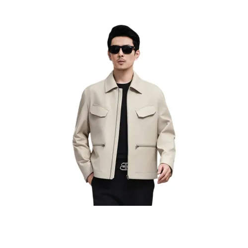 Izexx Белый Мужская Кожаная Куртка