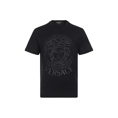 VERSACE Medusa С принтом Повседневный Круглый вырез Короткий рукав Рубашка Рубашка Мужская Черная