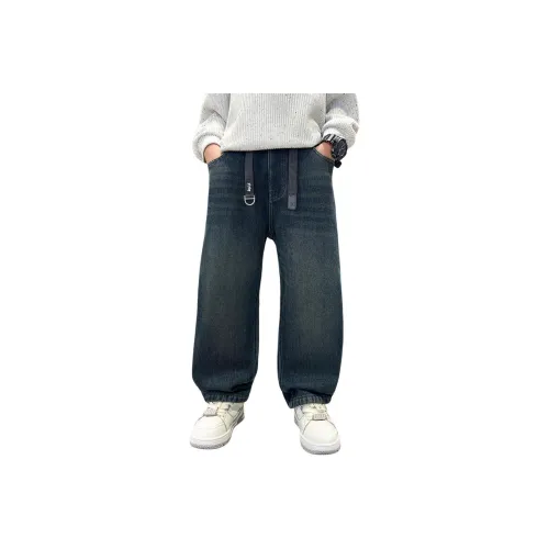 ЮЙЧЖАОЛИНЬ Синий Серый Флисовая подкладка MF2712 Школьные Джинсы