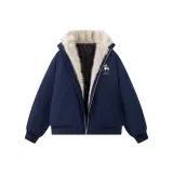 Темно-синий [Меховой воротник, хлопковый пуховик]