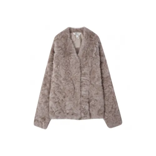 FOSS PHIL Цветочный Верблюжий кофейный Женские Меховые изделия