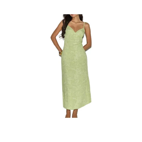 Motel Rocks Sastra Платье-миди в ретро стиле с пейсли и лаймом платье-слип женское