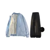 Синяя хлопковая куртка + черные штаны [с флисовой подкладкой]