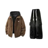 Кофейный (утеплённый) + чёрные штаны