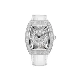 MF0496 L--Серебряный корпус, белый кожаный ремешок