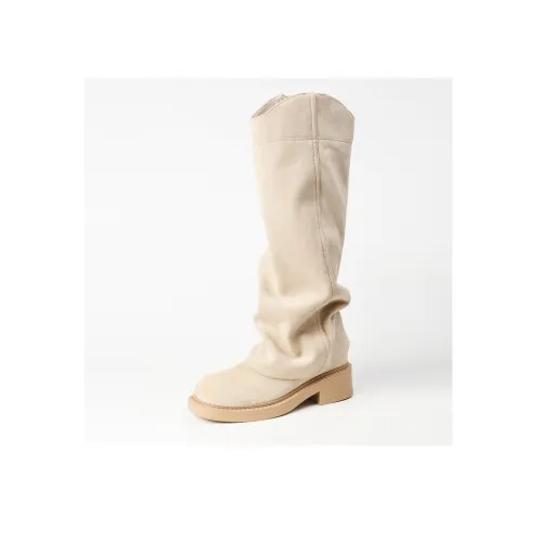 Zubumei Колено Высокие сапоги 8 см Женские Абрикос