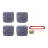 [Коралловый флис] Темно-серый, 4 штуки, пряжа + наклейка медведя