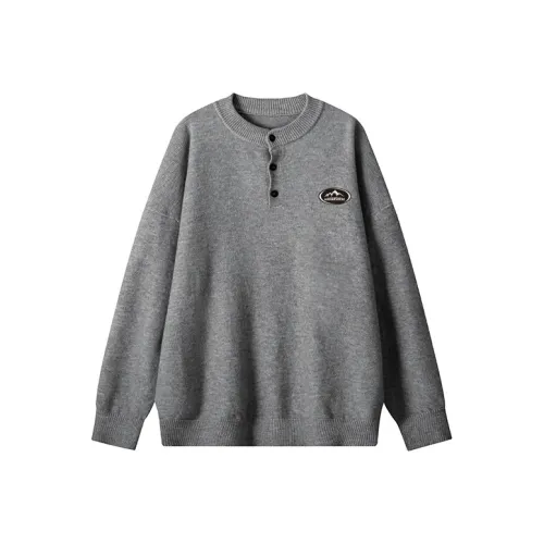 MAXIANSHENG Осень и зима Американский Однотонный Воротник Генри Топ Трикотаж Повседневный Модный бренд Свободный крой Пара Пальто Унисекс