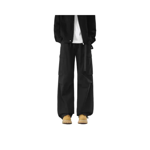 WUHA CREW Black Unisex Cargo Pants WUHA CREW Черные Унисекс Карго Брюки