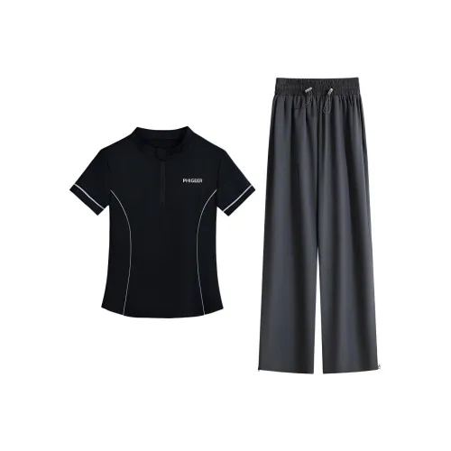 Фитнес Комплект Быстросохнущий Одежда Большой Размер Свободный крой Пилатес Йога Костюм Женской 2-Предметный Комплект Бадминтон Джерси