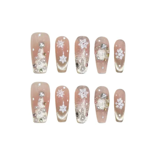 XIAMEIYU Ледяной снежный ручной осветляющий дизайн для ногтей 30 мм мерцание жемчужный искусственный ногтей трапециевидный розовый телесный мерцание