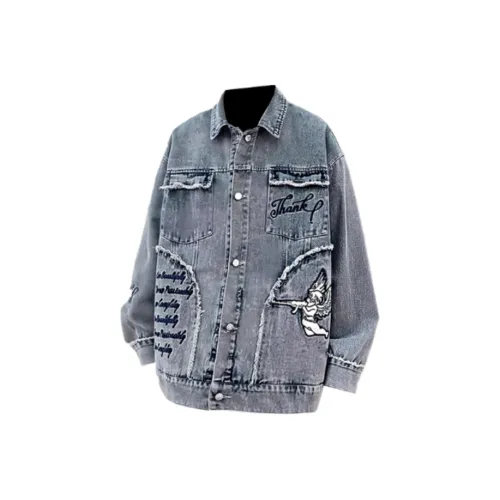 SNEIKLAU Синий Буква Вышивка С принтом Унисекс Куртки