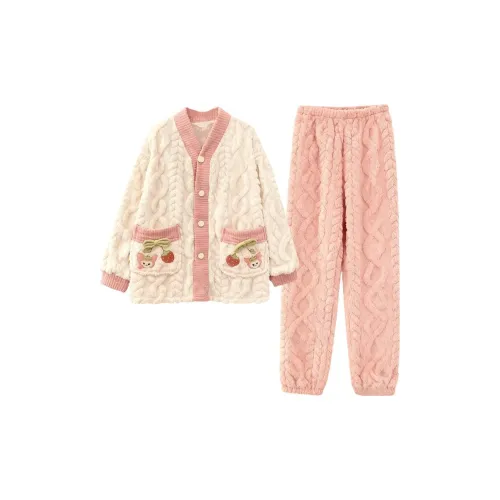 Daiyindie Осенние и зимние пижамы для женщин утолщенные и с флисовой подкладкой термические коралловый флис домашняя одежда