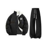 Чёрная куртка с подкладкой + чёрные штаны с флисовой подкладкой