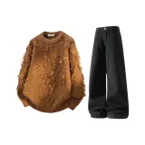 Карамельный топ + черные штаны