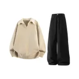 Абрикосовый топ+черные брюки