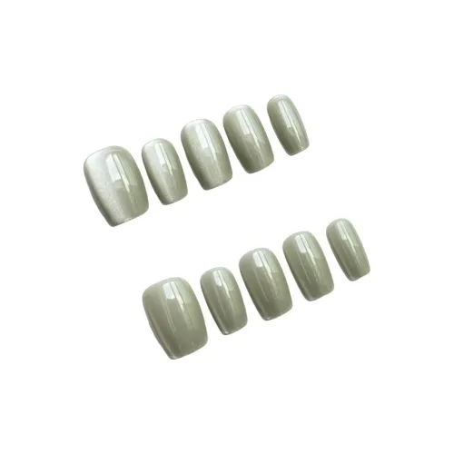 T Z Элегантность Теплый Нефритовый Китайский стиль False Nail Короткий Квадрат Кошачий глаз Зеленый Однотонный Новый китайский стиль