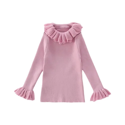 RHOBESAM Haha Медведь и кружевная отделка водолазка розовый дошкольные свитера