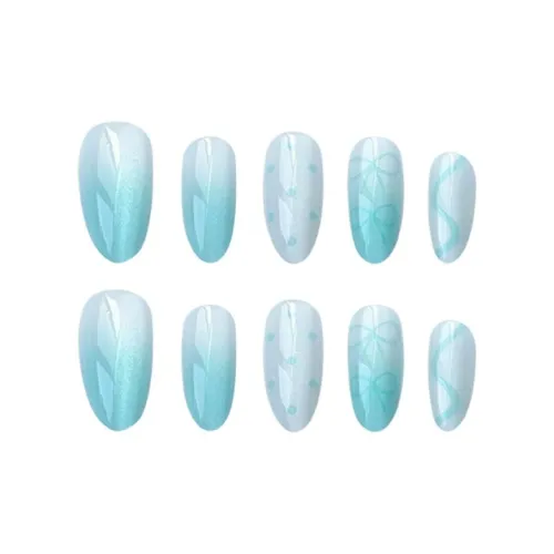 ORANOT Ocean Butterfly Premium Градиент Синий SHADES Прозрачный Синий False Nail Almond Cropped 14mm