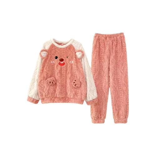 Daiyindie Осенние и зимние пижамы для женщин утолщенные и с флисовой подкладкой термические коралловый флис комплекты одежды домашняя одежда