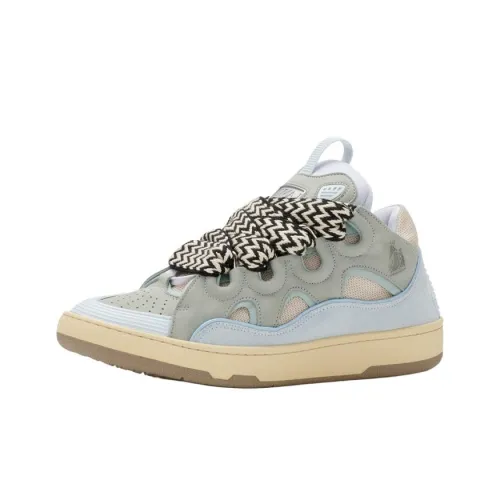 Lanvin Curb Кожа Кроссовки Пухлые туфли Низкий Топ Стильные Скейтбординги Женские Светло-синий