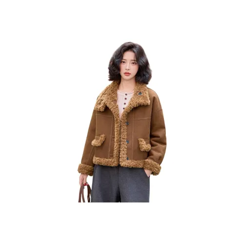 Yi Mengyuan Вельвет Feel Пальто Женское