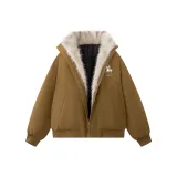 Кофейный меховой воротник хлопковый пуховик